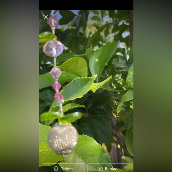 Pink crystal sun catcher with various crystal, glass and metal beads/accents - Picture 11 of 11